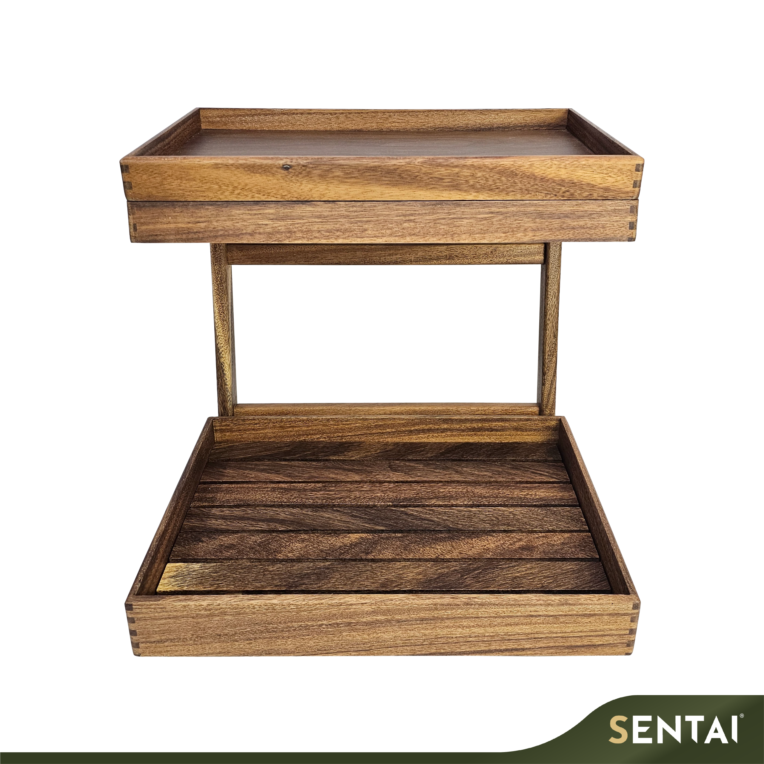 SENI BLACK WALNUT WOODEN 2 TIER BREAD RACK - Image 2