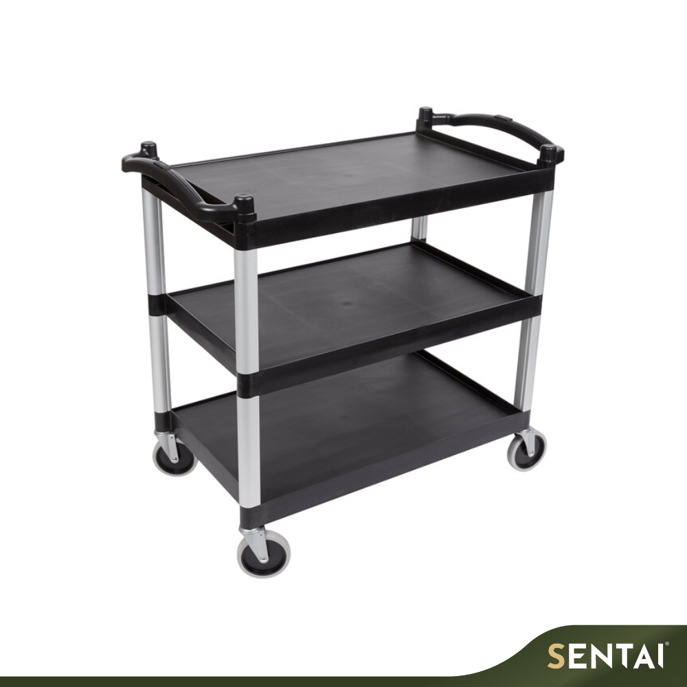 CAMBRO BC340KD110 BLACK THREE-SHELF UTILITY CART