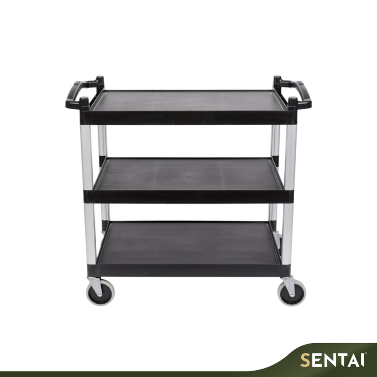 CAMBRO BC340KD110 BLACK THREE-SHELF UTILITY CART - Image 2