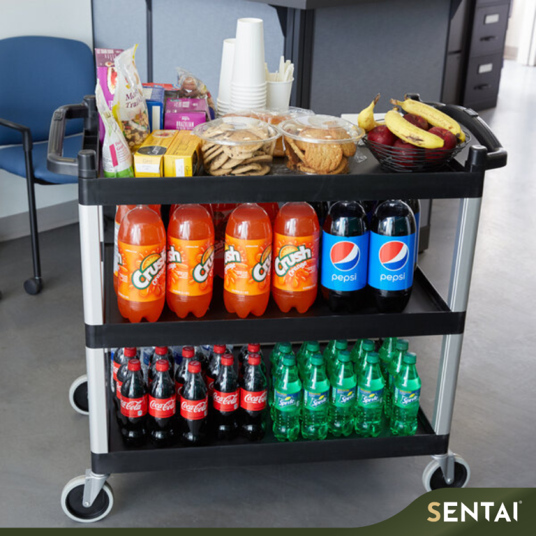 CAMBRO BC340KD110 BLACK THREE-SHELF UTILITY CART - Image 4