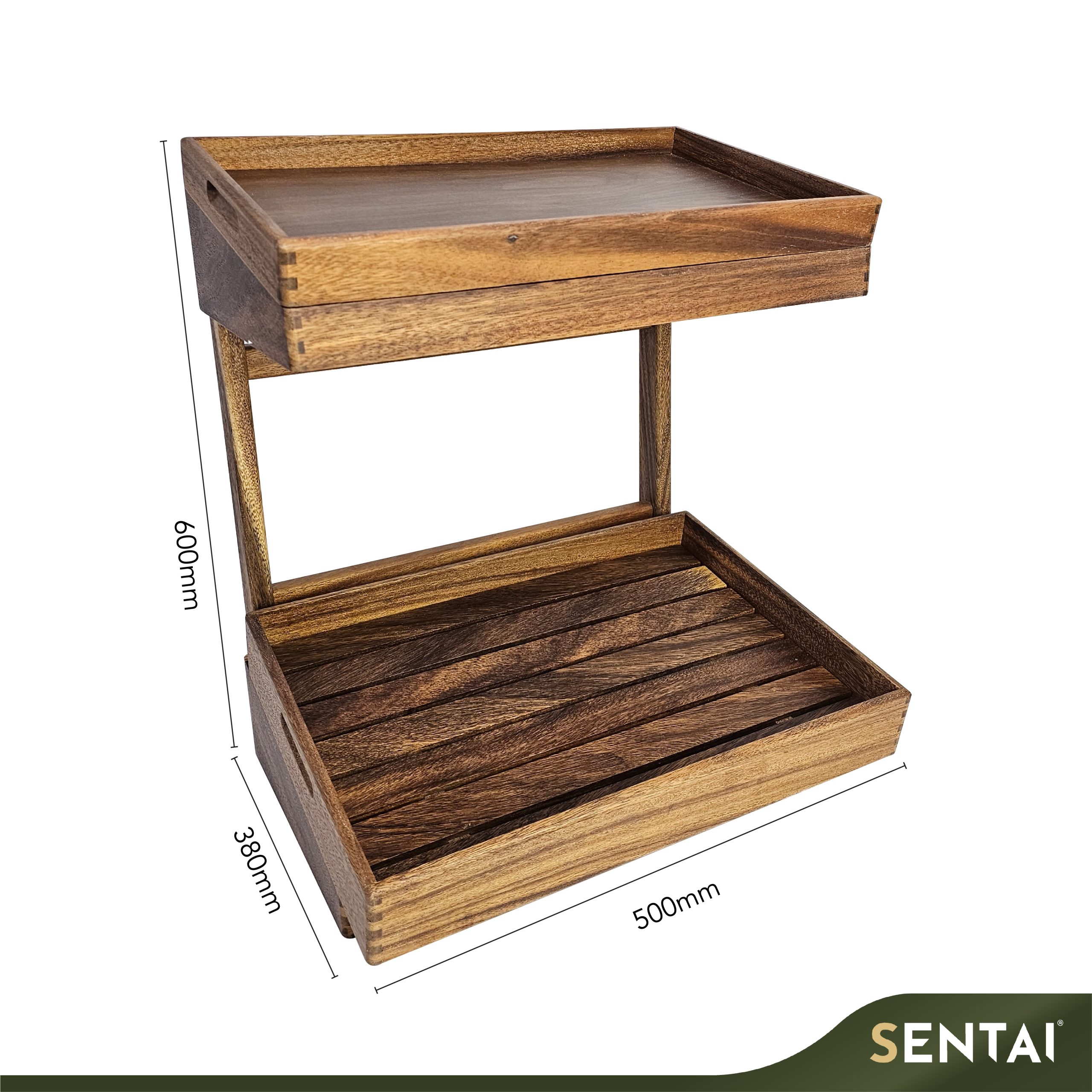 SENI BLACK WALNUT WOODEN 2 TIER BREAD RACK - Image 3